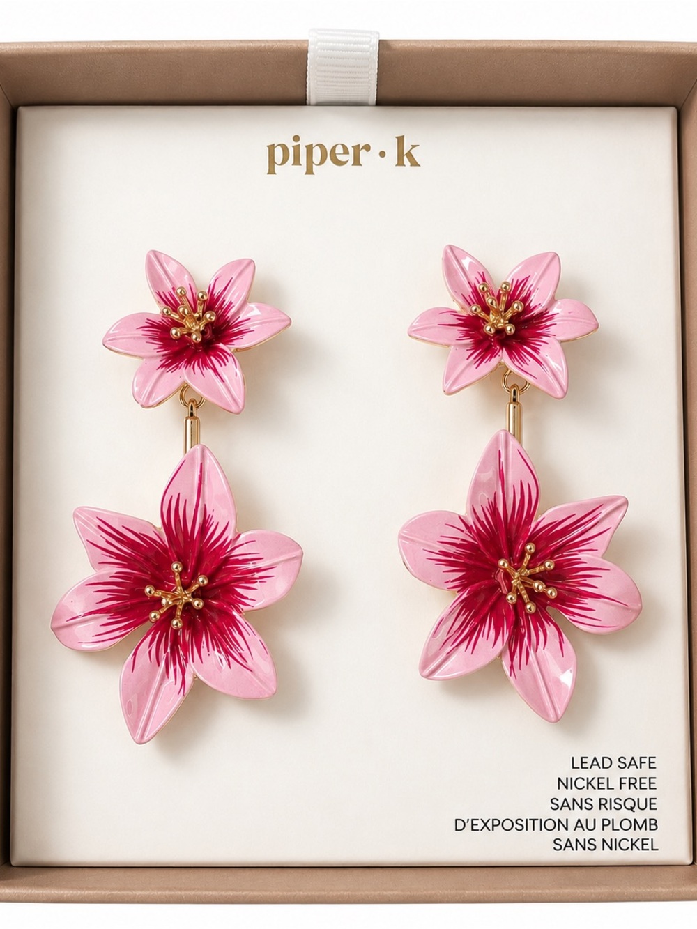 Piper•K Pink Floral Drop Earrings